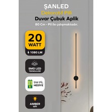 ŞANLED Dekoratif 20W Iç Mekan Siyah Kasa Amber Işık 80 cm Duvar Aplik Pilli 1 Adet