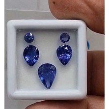 Aries Igsl Sertifikalı- 4.35CT 10X7, 8X6MM Pear 5pcs Lot Natural Violet Blue Tanzanite
