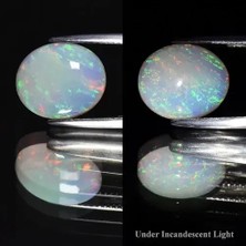 Aries 4.39CT Oval Cabochon Natural White Opal - Color Play, Flashing Ethiopia Gem