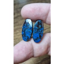 Aries 22.60CT 22.6X10.5MM Oval Pair Natural Azurite