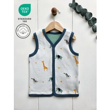 Baharda Nova Oeko Tex Sertifikalı %100 Organik Pamuk Çift Katlı Penye Bebek Yelek / Kız Erkek Çocuk Yeleği