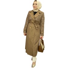 Mood Mihri Kadın Tesettür Pulpayetli Bel Bağlamalı Şık Trençkot