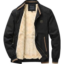 Ixir Içi Kürklü Nakış Armalı Mevsimlik Erkek Mont & Ceket Siyah