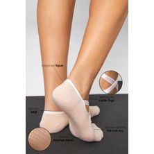 Bamboo Star Bambu Kadın Toz Pembe Kaydırmaz Taban Silikon Baskı Pilates Yoga Fitness Dans Aktivite Babet Çorabı
