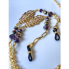 Thinblack  Gözlük Zinciri  Altın Kaplama Zincirli Krıstal Taşlı Gözlük Zinciri