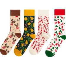 Goma Goma Socks Yılbaşı Figürlü 4’lü Çorap Seti Noel Geyik ve Hediye Desenli