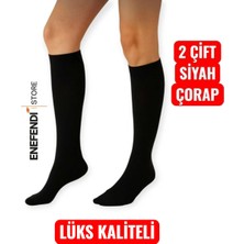 NF ND ENEFENDİ Anne Çorabı 2çift Dizaltı Lüx Kaliteli Pamuklu Burun Dikişsiz Sıkmayan Lastik Kadın Çorap Siyah