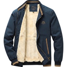 Ixir Içi Kürklü Nakış Armalı Mevsimlik Erkek Mont & Ceket Lacivert