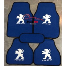 Smart Garage Peugeot 205 Logolu Mavi Halı Paspas Çift Kat