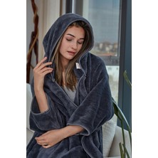 Cakkatex Peluş Wellsoft Giyilebilir Battaniye |  Kollu  Kapüşonlu  Balkon ve Kamp Battaniyesi