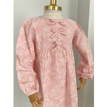 Uhde Store Kız Çocuk Pembe Tesettür Müslin Elbise Merasim Elbisesi Umre Elbisesi