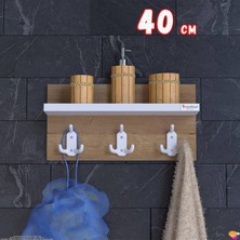 Modilayn Kedi Serisi 3’lü Banyo Askısı Seti: 41,4X18CM, 9 Kancalı Raflı Düzenleyici, Yer Tasarrufu.