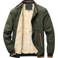 Ixir Içi Kürklü Nakış Armalı Mevsimlik Erkek Mont & Ceket Haki Yeşil