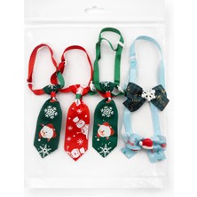 Genel Kedi Noel Kravat ve Papyon Seti | Ayarlanabilir | Yılbaşı Aksesuarı 5li Set