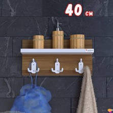 Modilayn Kedi Serisi 3’lü Banyo Askısı Seti: 36,4X18 Cm, 9 Kancalı Raflı Düzenleyici.