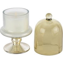Es Dekor Gümüş Yeşil Kapaklı Cam Mum Bergamot 8X16CM Dekorasyon