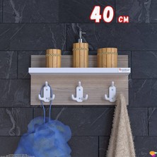 Modilayn Kedi Serisi 36,4X18 Cm, 3’lü Banyo Askısı Seti: 9 Kancalı Raflı Düzenleyici, Yer Tasarrufu.