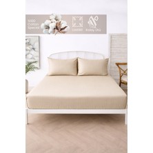 Moon Secret %100 Pamuk Çizgili Lastikli Çarşaf Seti