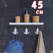 Modilayn Kedi Serisi 3’lü Banyo Askısı Seti: 41,4X18 Cm, 9 Kancalı Raflı Düzenleyici, Yer Tasarrufu.