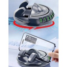 Sanal Trend 360° Dönebilen Siyah Renk Yapışkanlı Numaratörlü Araç Telefon Tutucu Numaratör 50 Adet Rakam