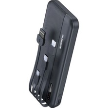 Shopwave 10000 Mah Micro Type-C USB Lightning 4 Kablolu Hızlı Kablosuz Şarj Powerbank (5047)