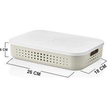 Ovio Ev Yaşam Delikli Kapaklı Sepet Organizer - Banyo Dolap Içi Depolama - Basket Düzenleyici - Dekoratif Kutu