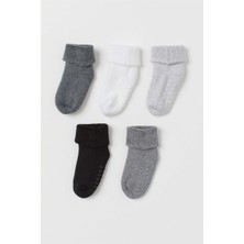Mem Socks 5'li Organik Pamuklu Kaydırmaz-Dikişisiz Havlu Çocuk Çorabı