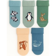 Mem Socks 5'li Organik Pamuklu Kaydırmaz-Dikişisiz Havlu Çocuk Çorabı