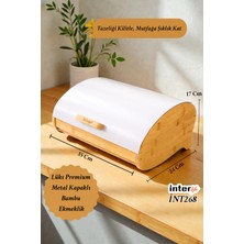 Chance Gift Bambu Ekmek Kutusu Kapaklı | Tezgah Üstü Metal Kapaklı Ahşap Ekmek Sepeti Beyaz Renk Geniş Hacim