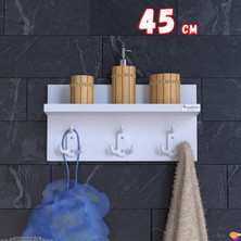 Modilayn Kedi Serisi 3’lü Banyo Askısı Seti: 41,4X18 Cm, 9 Kancalı Raflı Düzenleyici, Yer Tasarrufu