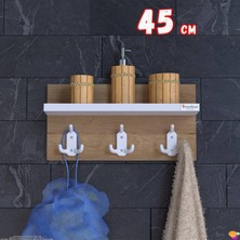 Modilayn Kedi Serisi 41,4X18 Cm, 3’lü Banyo Askısı Seti: 9 Kancalı Raflı Düzenleyici