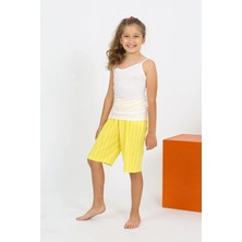 Moda Kız Çocuk Ip Askılı Şortlu Penye Beyaz Pijama Takım Beruflic
