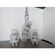 ADA 3D Hareketli Iskelet Figürlü Pixel Minecraft Oyun Temalı Anahtarlık Çanta Süsü Hediye Charm