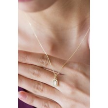 Goldium Zarif Baget Taş Detaylı Altın Kolye