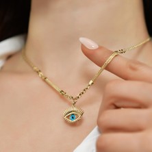 Goldium 14 Ayar Altın Nazar Göz Figürlü Kolye