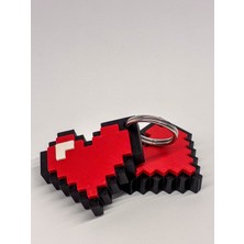 ADA 3D Minecraft Pixel Kalp Tasarımlı Kırmızı Gamer Anahtarlık Çanta Süsü Sevgili Hediyesi Charm
