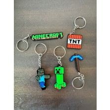 ADA 3D Creeper Zombie Tnt Figürlü Pixel Minecraft Oyun Temalı 5li Anahtarlık Seti Çanta Süsü Charm