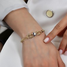 Goldium 14 Ayar Altın Zincir Kalp Model Bileklik