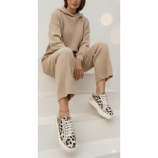 Kuum London Sneakers Bej Leopar Kadın Ayakkabı Şık Estetik Premium Ürün