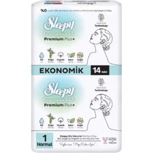Sleepy Bio Natural Premium Plus Hijyenik Ped 1 Numara Normal 14 Adet | Doğal & Organik Içerik, Vegan