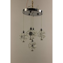 GN Gen Aydınlatma Premium Gold Kaplama Çemberli Serisi Kristal Çiçek Demeti 5'li Avize