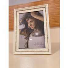 Plus Home Çerçeve Fotoğraf Tek Sıra Altın Taşlı Renk Kırık Beyaz 15X20 cm