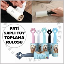 İnfeta Pati Saplı Kedi Köpek Tüy Toplayıcı 60 Yaprak Tüy Toz Tiftik Saç Toplayıcı Yapışkanlı Rulo