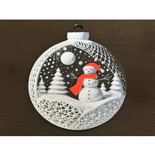 ADA 3D Kardan Adam ve Çam Ormanı Desenli Yılbaşı Ağacı Süsü Asma Dekor