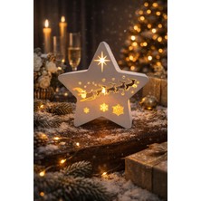 Oray Chess Yılbaşı Dekoratif Işıklı Yıldız Biblo – 3D Yazıcı Ürünü Noel Süsü, Masa ve Dresuar Dekoru