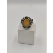 Altuntaş Aksesuar Damla Kehribar  Taşlı 925 Ayar 23 mm 15,90 Gr. Erkek Yüzüğü