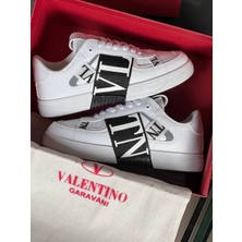 Favorispor Valentino Garavani VL7N Logolu Bantlı Beyaz Deri Sneaker