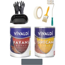 Vivaldi Fayans Boyası Seti Sıvı Cam ve Uygulama Seti Tezgah,mermer,banyo,mutfak Boyama Seti 1 Lt