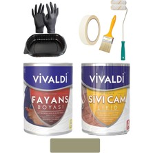 Vivaldi Fayans Boyası Seti Sıvı Cam ve Uygulama Seti Tezgah,mermer,banyo,mutfak Boyama Seti 1 Lt