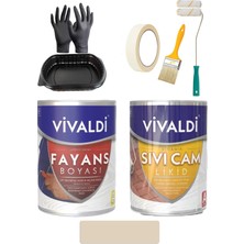 Vivaldi Fayans Boyası Seti Sıvı Cam ve Uygulama Seti Tezgah,mermer,banyo,mutfak Boyama Seti 1 Lt